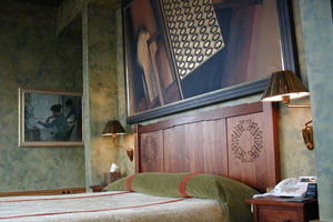 Hand carved logo in custom headboard