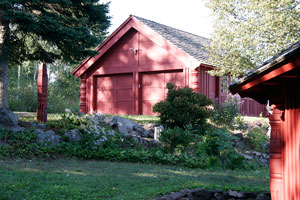 Cabin and garage scene