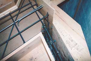 Masonite lined fireplace concrete form