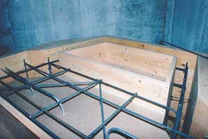 Custom-made concrete fireplace form