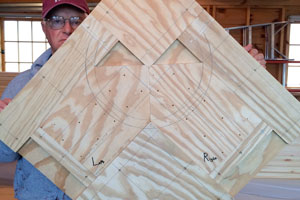  Column base jig with both left and right fastener layout location inserts
