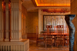 Integrated dining room suite of furniture