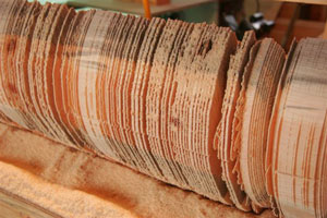Showing the column before excess wood material is removed