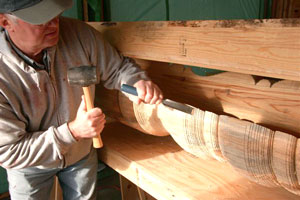Chiseling excess material to reveal rough profile shape