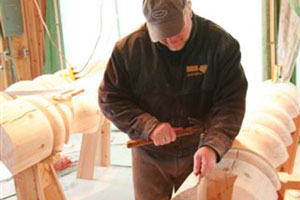 Chiseling final chamfer at bottom and top of columns